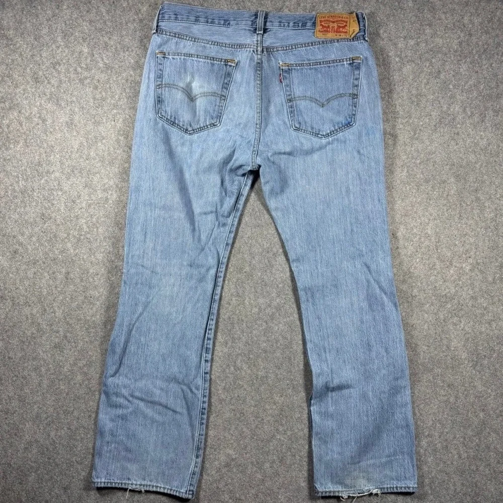 Levi's 501 Original Fit‎ Mens Light Wash Blue Straight Leg Denim Jeans 36x30